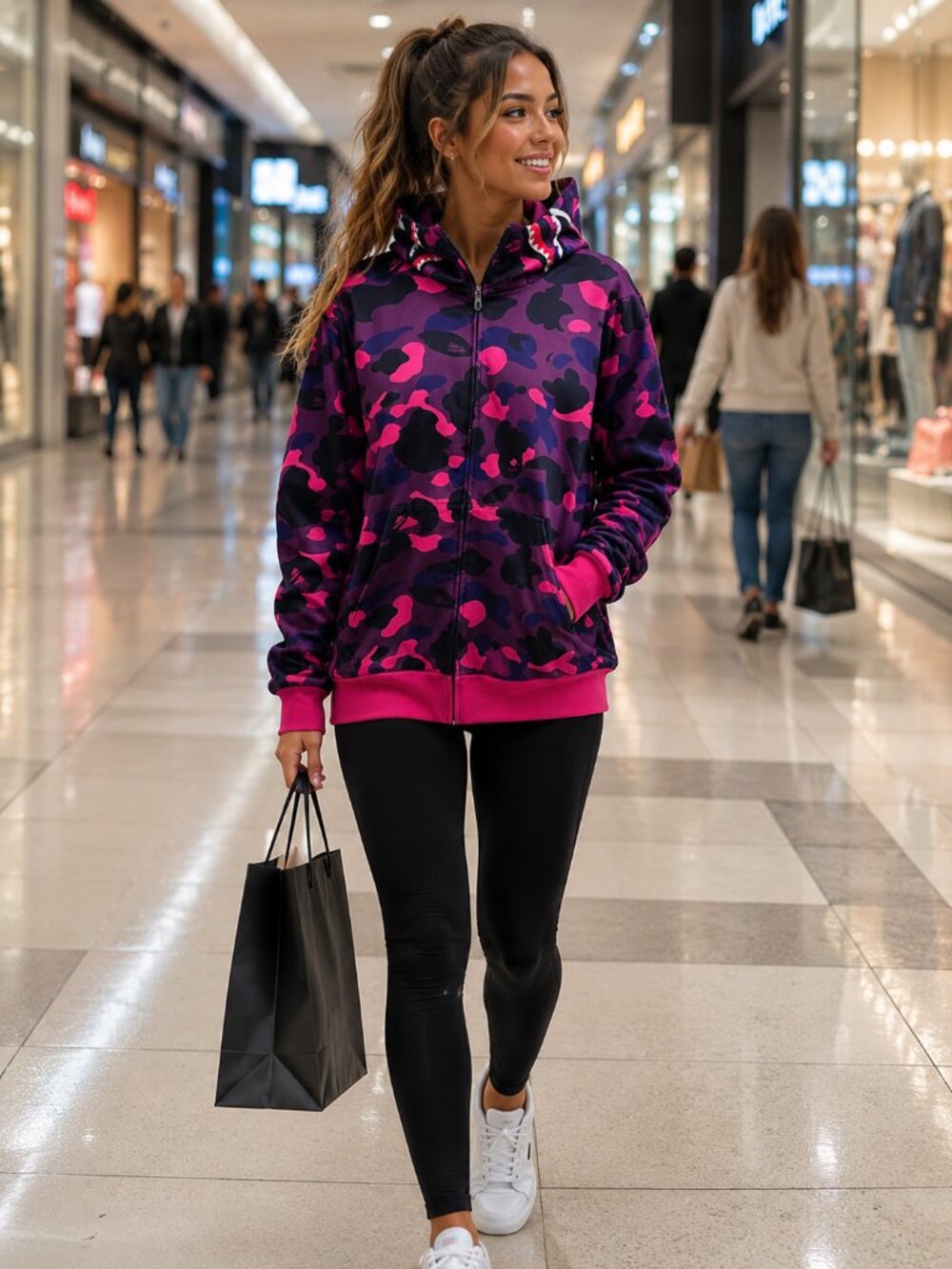 WOMENS DECO  Camo Full-Zip Hoodie - LARGE
